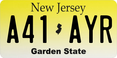 NJ license plate A41AYR