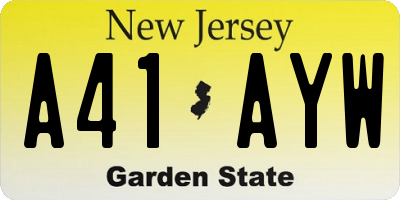 NJ license plate A41AYW