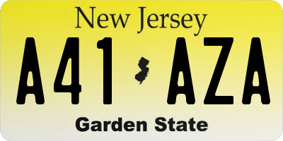 NJ license plate A41AZA