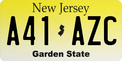 NJ license plate A41AZC