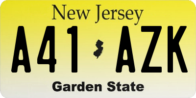 NJ license plate A41AZK