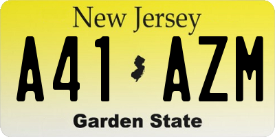 NJ license plate A41AZM