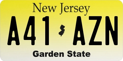 NJ license plate A41AZN