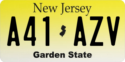 NJ license plate A41AZV