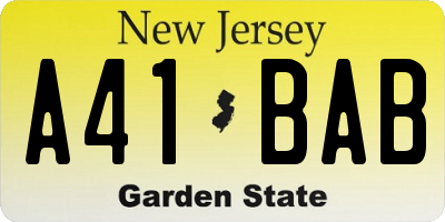 NJ license plate A41BAB