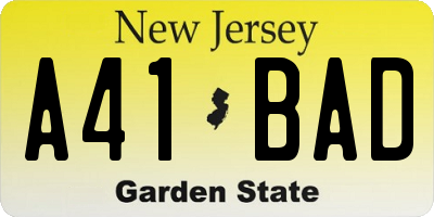 NJ license plate A41BAD