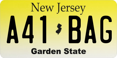 NJ license plate A41BAG