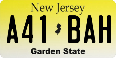 NJ license plate A41BAH