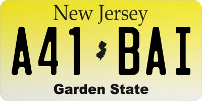 NJ license plate A41BAI