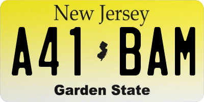 NJ license plate A41BAM