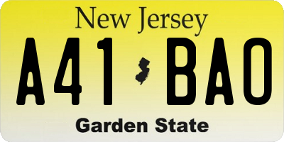 NJ license plate A41BAO