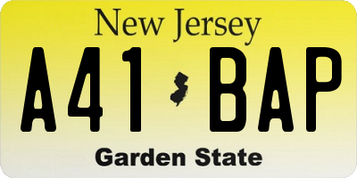 NJ license plate A41BAP