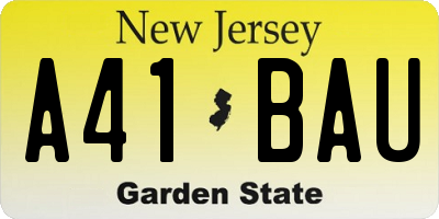 NJ license plate A41BAU