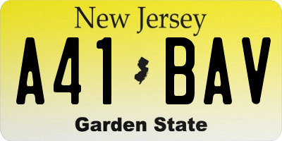 NJ license plate A41BAV