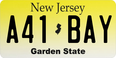 NJ license plate A41BAY