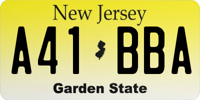 NJ license plate A41BBA