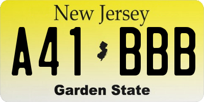 NJ license plate A41BBB