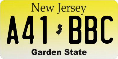 NJ license plate A41BBC