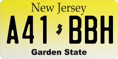 NJ license plate A41BBH