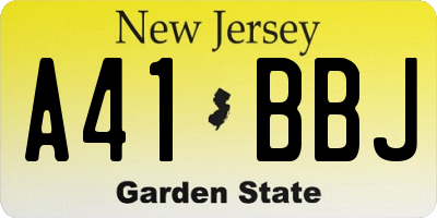 NJ license plate A41BBJ