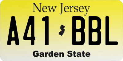 NJ license plate A41BBL