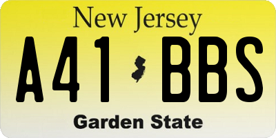 NJ license plate A41BBS