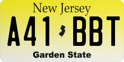 NJ license plate A41BBT