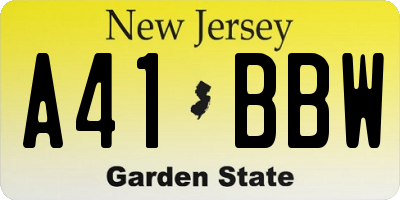 NJ license plate A41BBW