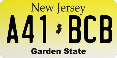 NJ license plate A41BCB