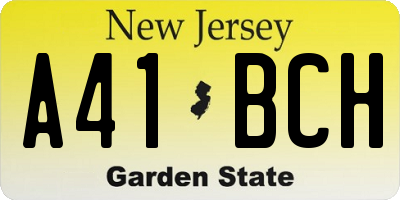 NJ license plate A41BCH
