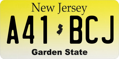 NJ license plate A41BCJ