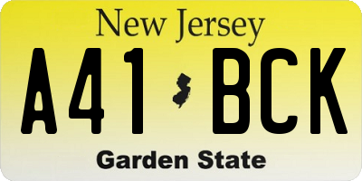 NJ license plate A41BCK