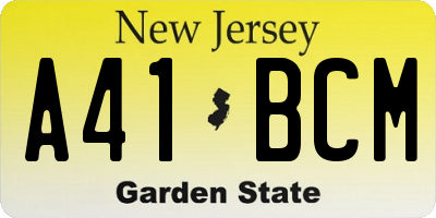 NJ license plate A41BCM