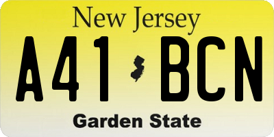 NJ license plate A41BCN