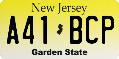 NJ license plate A41BCP