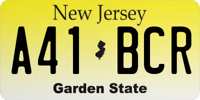 NJ license plate A41BCR