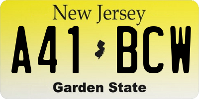 NJ license plate A41BCW