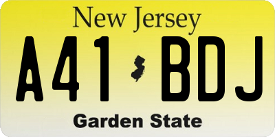 NJ license plate A41BDJ
