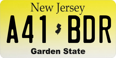 NJ license plate A41BDR