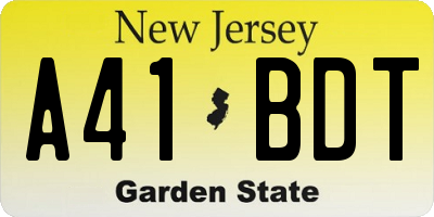 NJ license plate A41BDT
