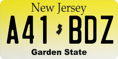 NJ license plate A41BDZ