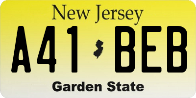 NJ license plate A41BEB