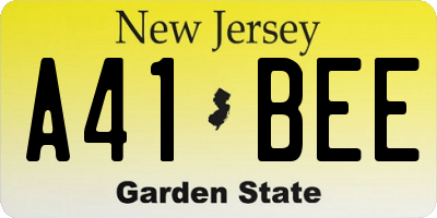 NJ license plate A41BEE