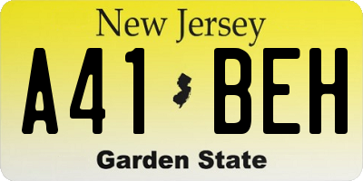 NJ license plate A41BEH