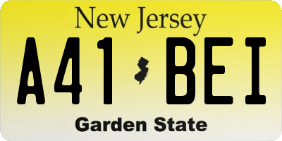 NJ license plate A41BEI