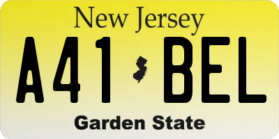 NJ license plate A41BEL