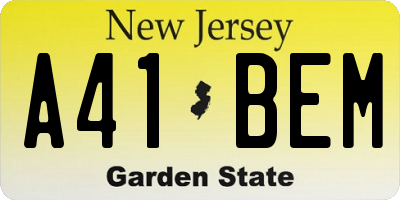 NJ license plate A41BEM