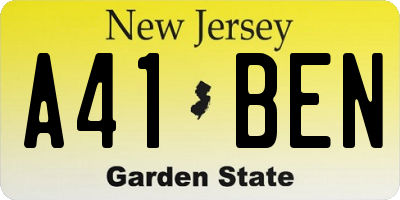 NJ license plate A41BEN