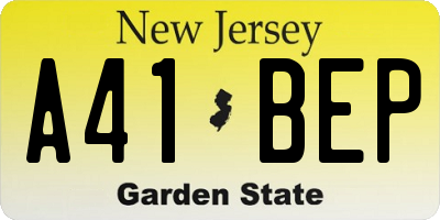 NJ license plate A41BEP