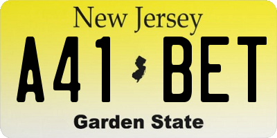 NJ license plate A41BET